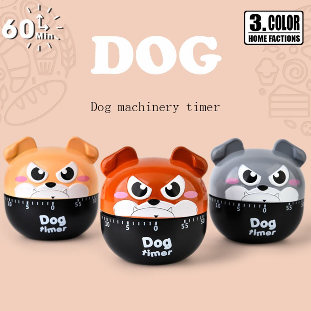 **60-Minute Cute Cartoon Dog Mechanical Kitchen Timer - Loud Alarm, Manual Wind-Up, Mini Cooking Clock for Baking, Boiling Eggs & Classroom Activities (Khaki)**