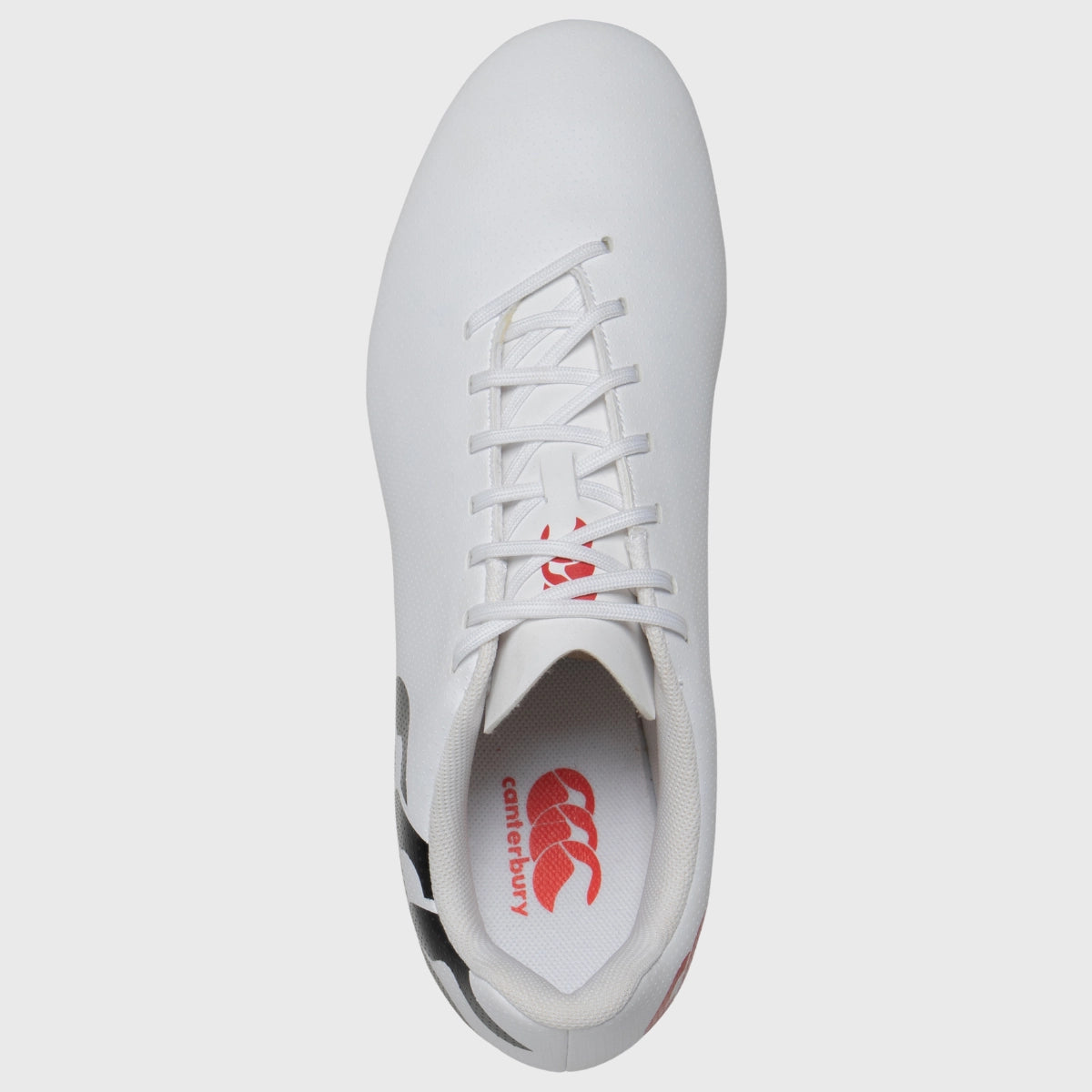 Canterbury Speed Raze SG Rugby Boots for Men - White/Black Cleats - Firm Ground Soccer Football Shoes for Rugby Matches & Training