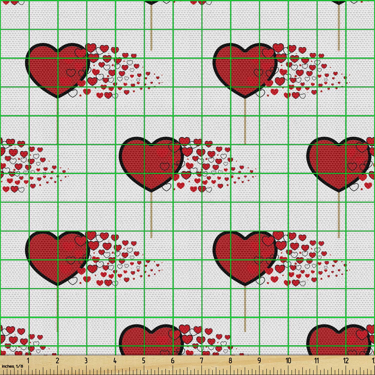 Ambesonne Valentine's Day Fabric by The Yard - Abstract Hearts & Lollipops Romantic Design for Upholstery, Home Decor, DIY Crafts (10 Yards, Vermilion Pearl) | Perfect for Valentine's Gifts, Throw Pillows, Table Runners & Bedding Projects