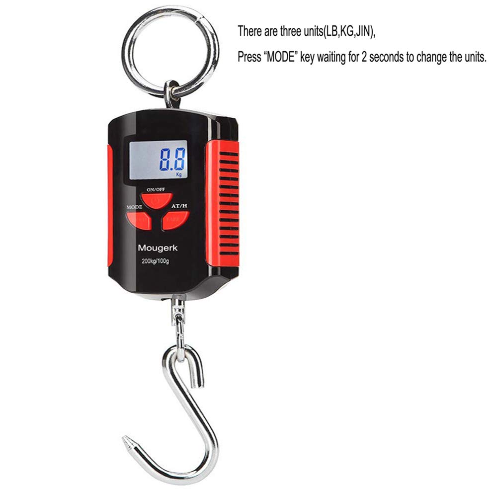 Digital Hanging Scale 440lb/200kg - Portable Heavy Duty Crane Scale with LCD Display - Perfect for Shipping, Fishing, Hunting, and Industrial Weighing (Batteries Not Included)
