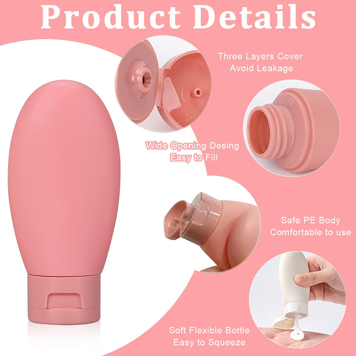 3pcs MAYCREATE® 60ml Leak Proof Travel Bottles for Toiletries - Refillable Squeeze Bottles with Lids for Shampoo, Lotion & Cosmetics | Perfect for Air Travel, Gym & Vacation Essentials