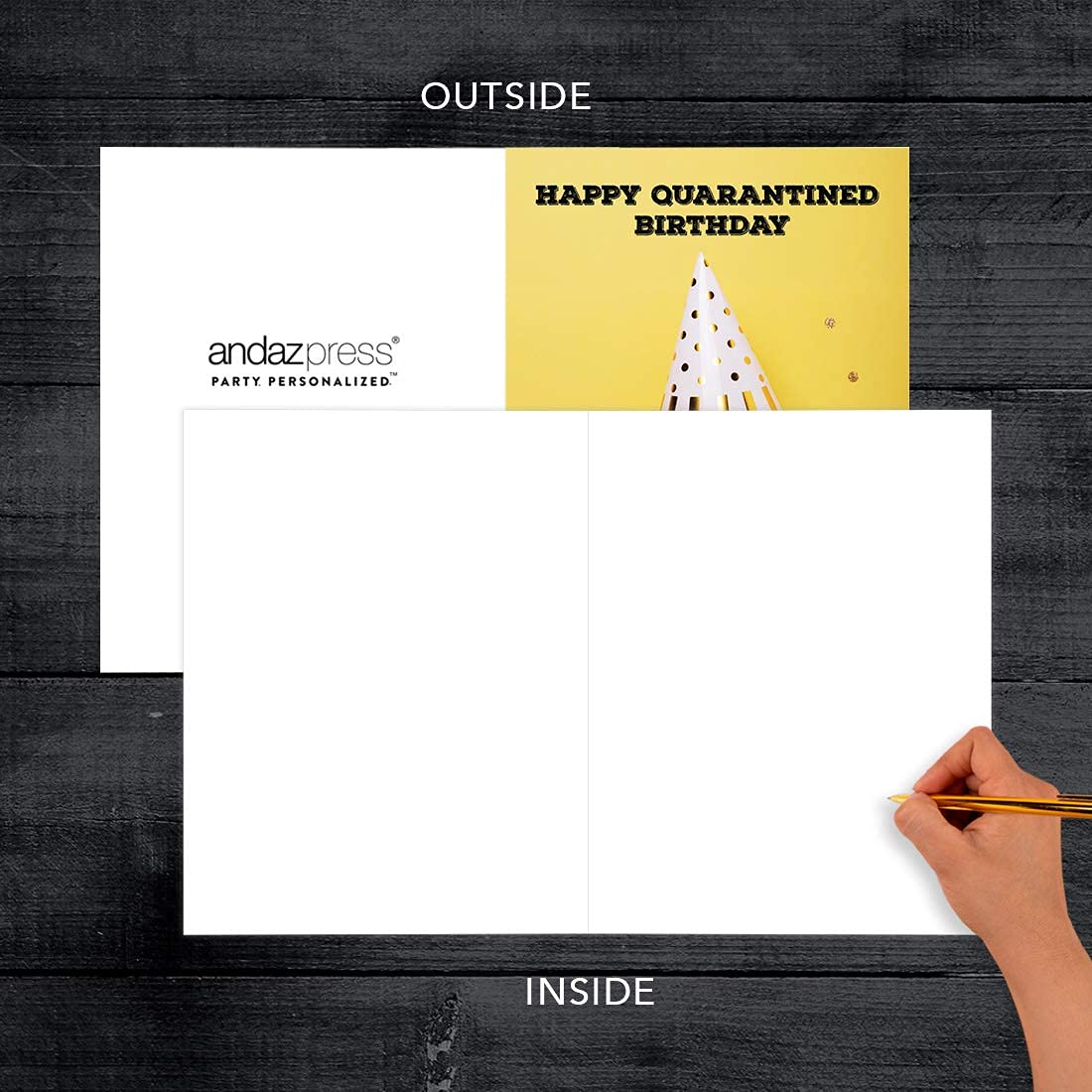 Happy Birthday Jumbo Card - 8.5 x 11 Inch Funny Social Distance Greeting Card with Party Hat Design for Him or Her - 1-Pack - Perfect for Virtual Celebrations, Mail Surprises & Socially Distanced Parties