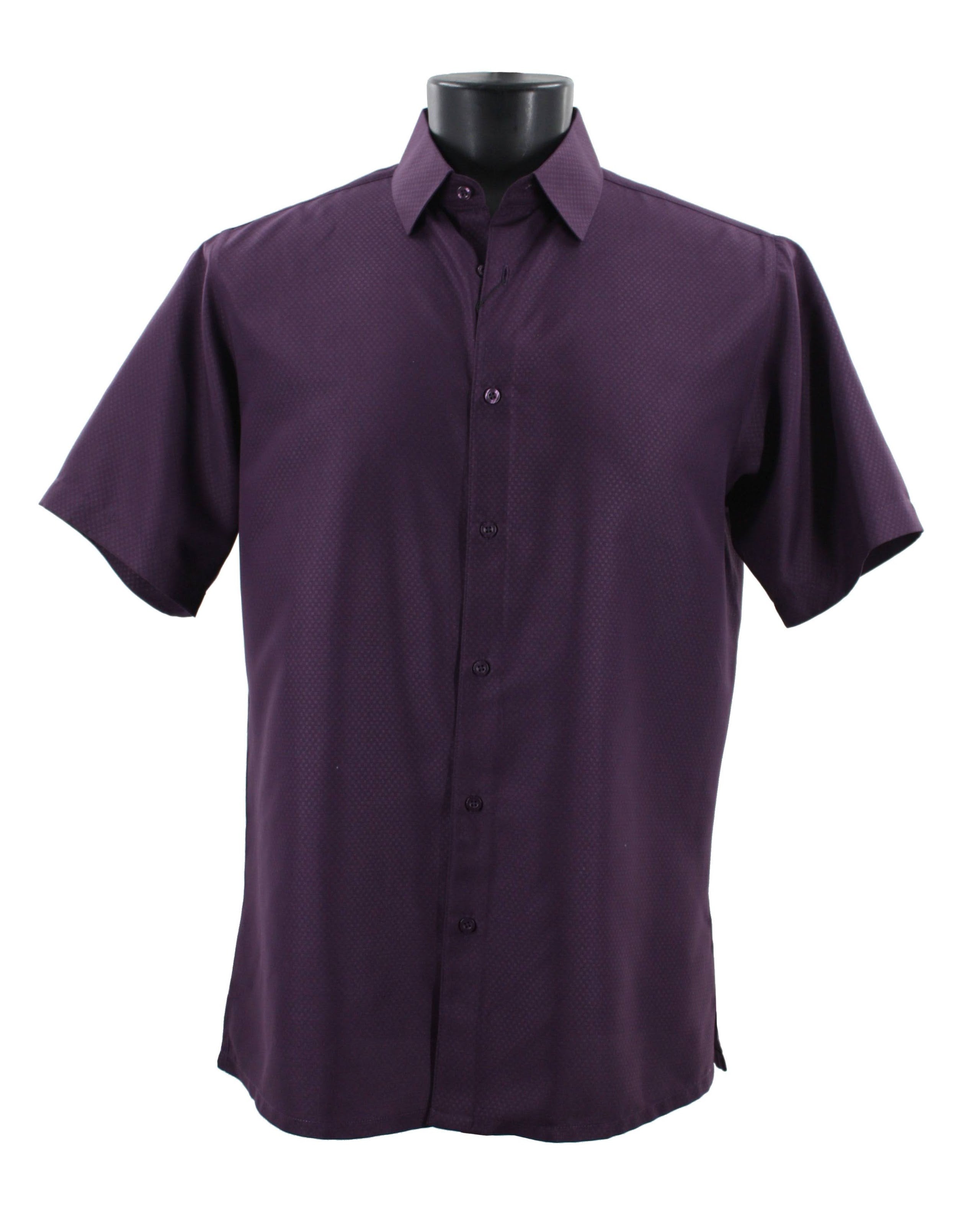 Bassiri Men's Casual Short Sleeve Shirt - Comfortable Purple Button Down Top B2026 | Perfect for Summer, Office Wear & Outdoor Activities