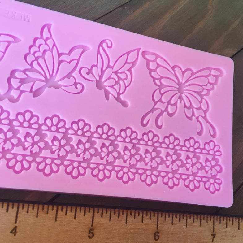 Butterfly and Lace Silicone Baking Mold - 7.5 x 2.75 Inch Cake Decorating Tool for Cupcakes, Cookies, Chocolate, Soap Making - Reusable & Non-Stick by Bakell®