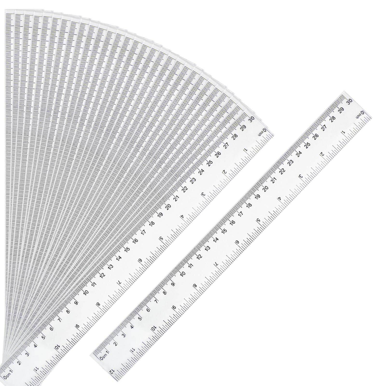 30 Pack 12 Inch Clear Plastic Rulers with Inches, Centimeters & Millimeters - Bulk Metric Measurement Rulers for Kids, Students, Classroom, Office & Home Use - Perfect for School Supplies, Crafting & DIY Projects