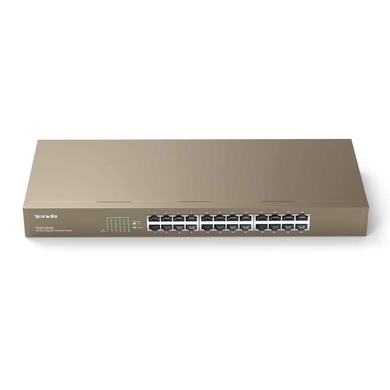 Tenda TEG1024G 24-Port Gigabit Ethernet Unmanaged Switch | High-Speed Network Hub & Ethernet Splitter | Plug & Play | Fanless Metal Design | Wall/Rack Mount | Lifetime Warranty | Ideal for Office, Home & Small Business Networks