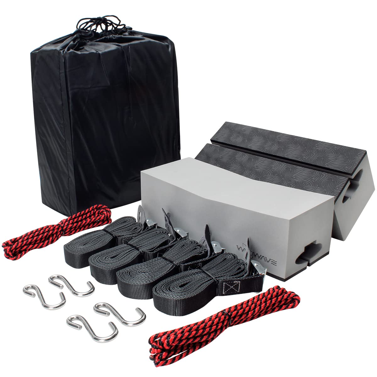 WOOWAVE Deluxe Universal Kayak Carrier Kit - Soft Foam Roof Rack Pads (12 inches) with Tie-Downs for Cars & SUVs | Perfect for Kayaking, Canoeing & Water Sports Adventures