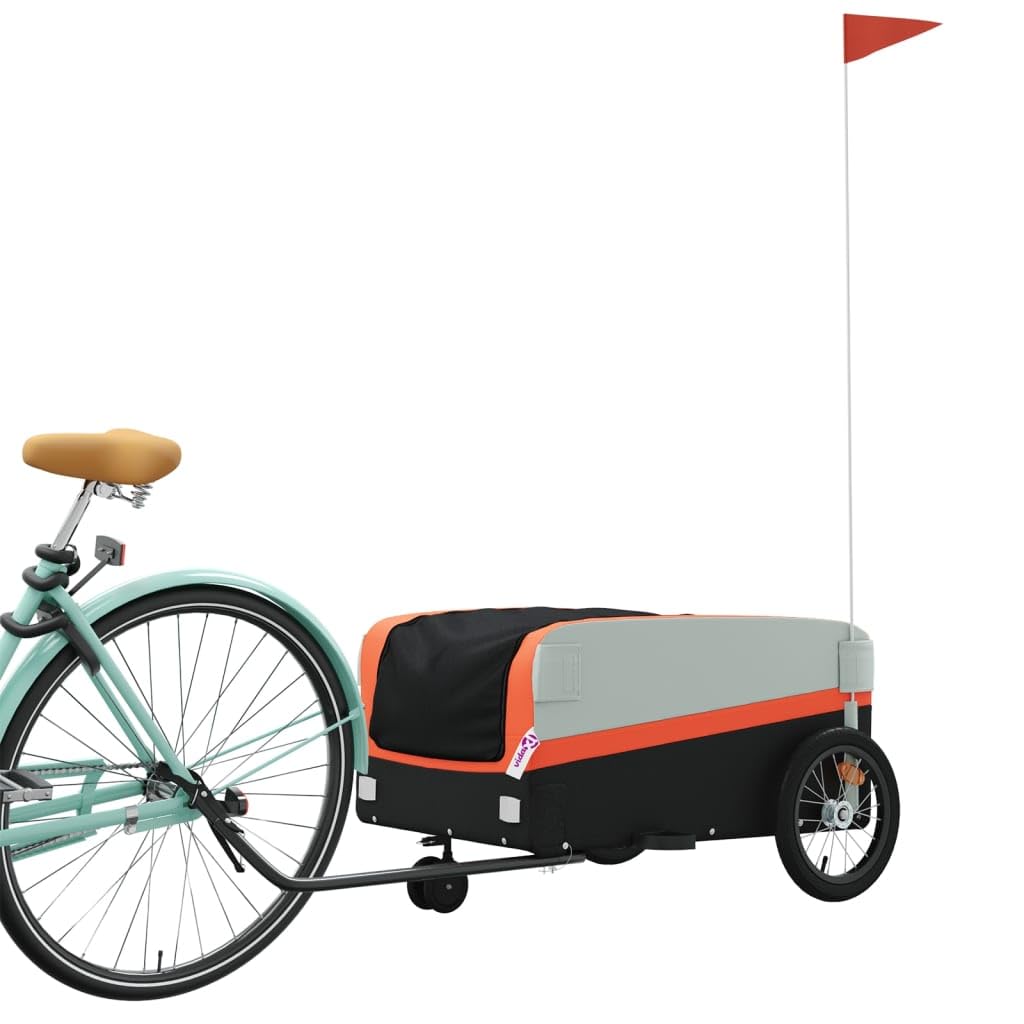 Heavy Duty Black and Red Bike Cargo Trailer - 99.2 lb Capacity, 53.9