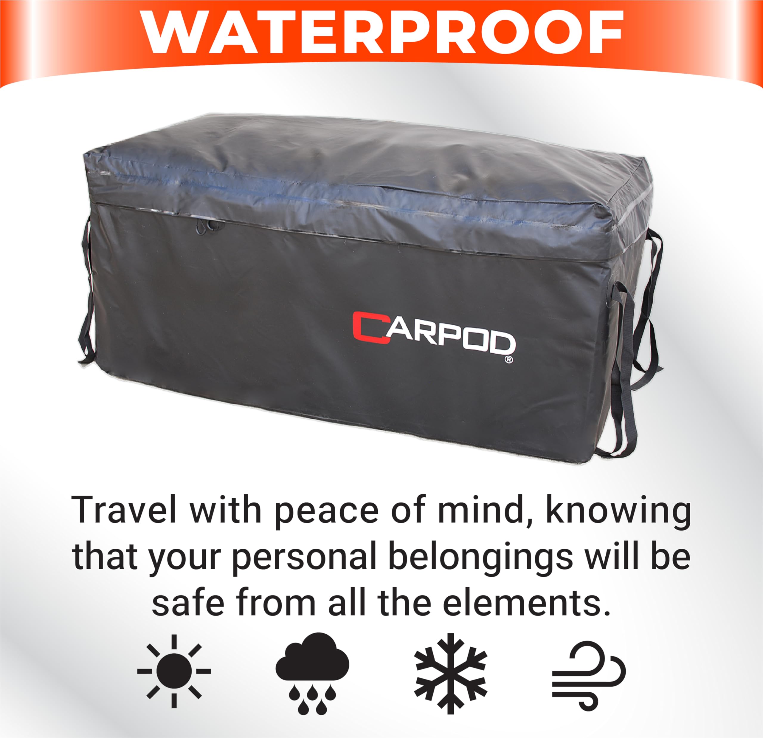Heavy Duty Waterproof Cargo Carrier Bag - UV Protected Triple Layer Fabric with Waterproof Zippers (M2203) - Perfect for Road Trips, Camping & Outdoor Adventures