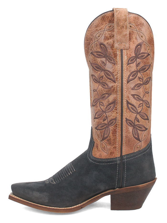 Laredo 20009 Women's KAMA Leather Boots in Navy & Tan - Comfortable Western Style Boots for Cowgirl Fashion and Country Dancing