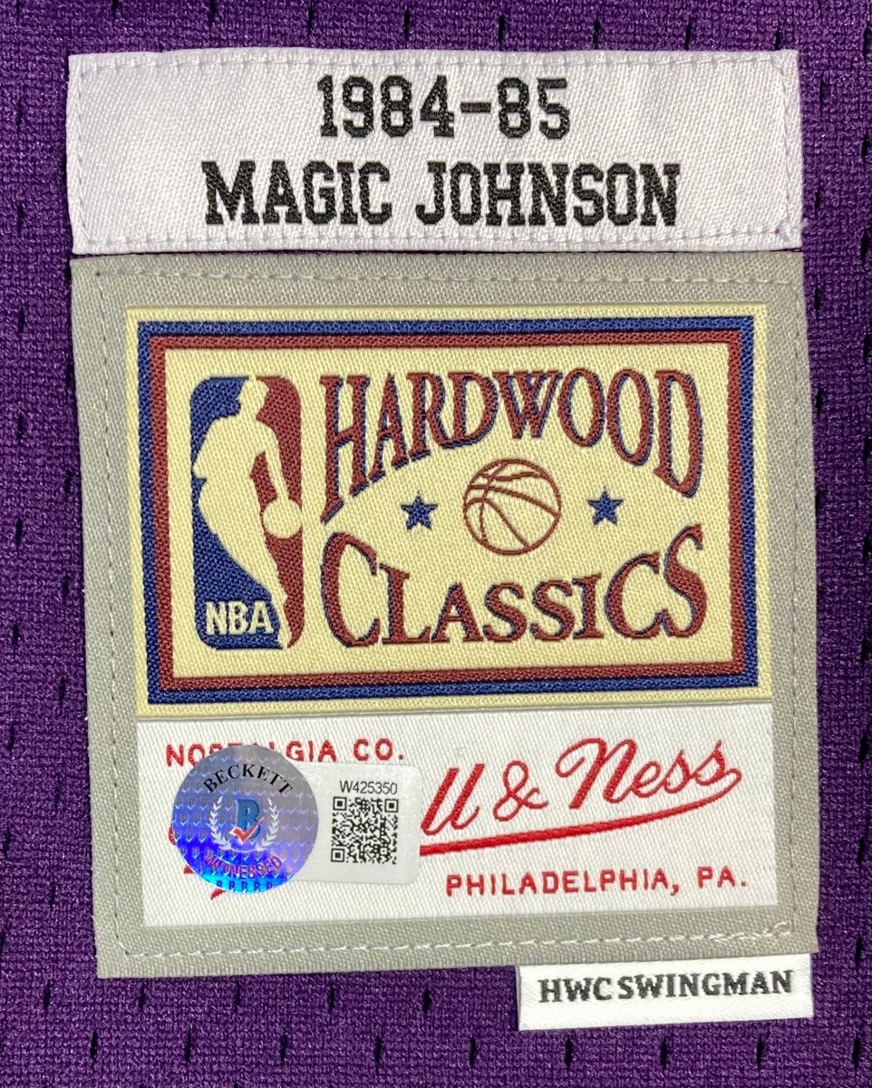 Magic Johnson Autographed 1984-85 Los Angeles Lakers Purple Mitchell & Ness Hardwood Classics Swingman Jersey - Perfect for NBA Memorabilia Collectors & Lakers Fans