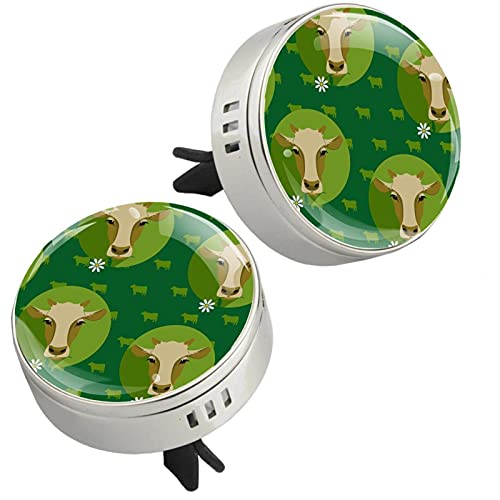 Cow Design Green Style Car Perfume Air Freshener Vent Clip with 4 Refill Pads | Essential Oil Diffuser for Aromatherapy | Perfect for Cars, Offices, and Home Use