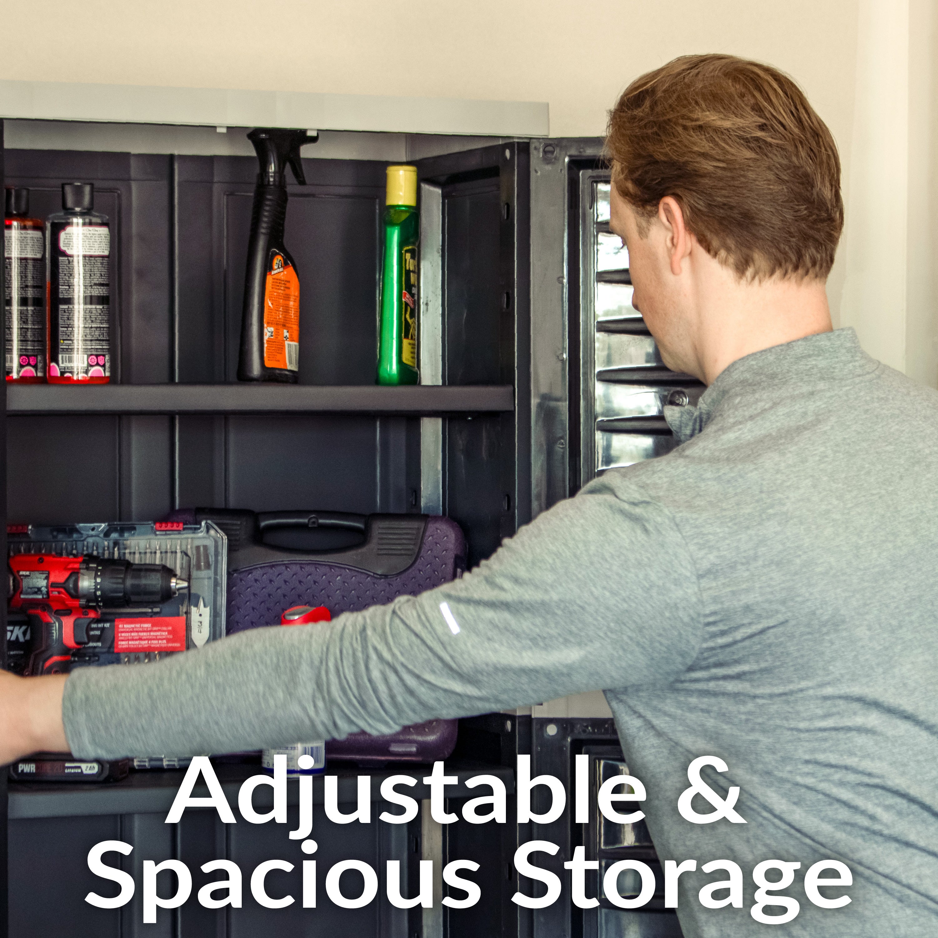 Sunnydaze 4-Shelf Plastic Lockable Storage Cabinet - 72 Inch Heavy Duty Utility Organizer for Garage, Shed, or Outdoor Storage | Weather-Resistant & Secure Shelving Unit