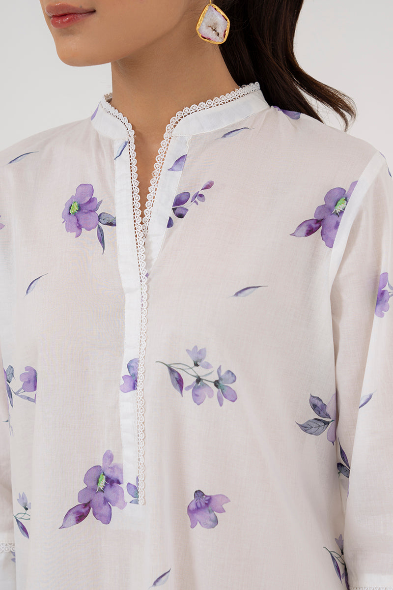 LILAC BLOOM 2-Piece Women's Outfit Set (Shirt & Pants) - Casual Spring Floral Print Matching Set for Brunch, Shopping & Office Wear
