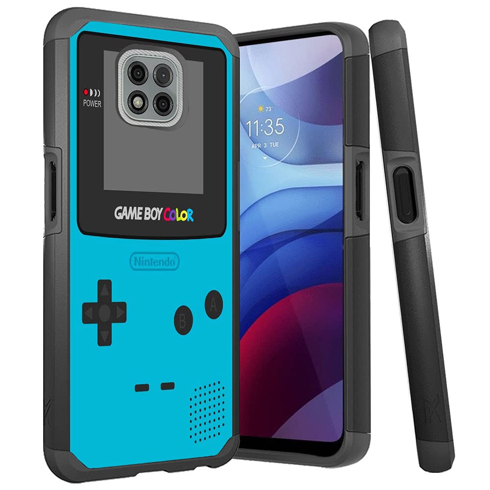 La Belle Rugged Dual-Layer Shockproof Case for Moto G Power 2021 - Gameboy Style Protective Cover for Gaming & Outdoor Adventures
