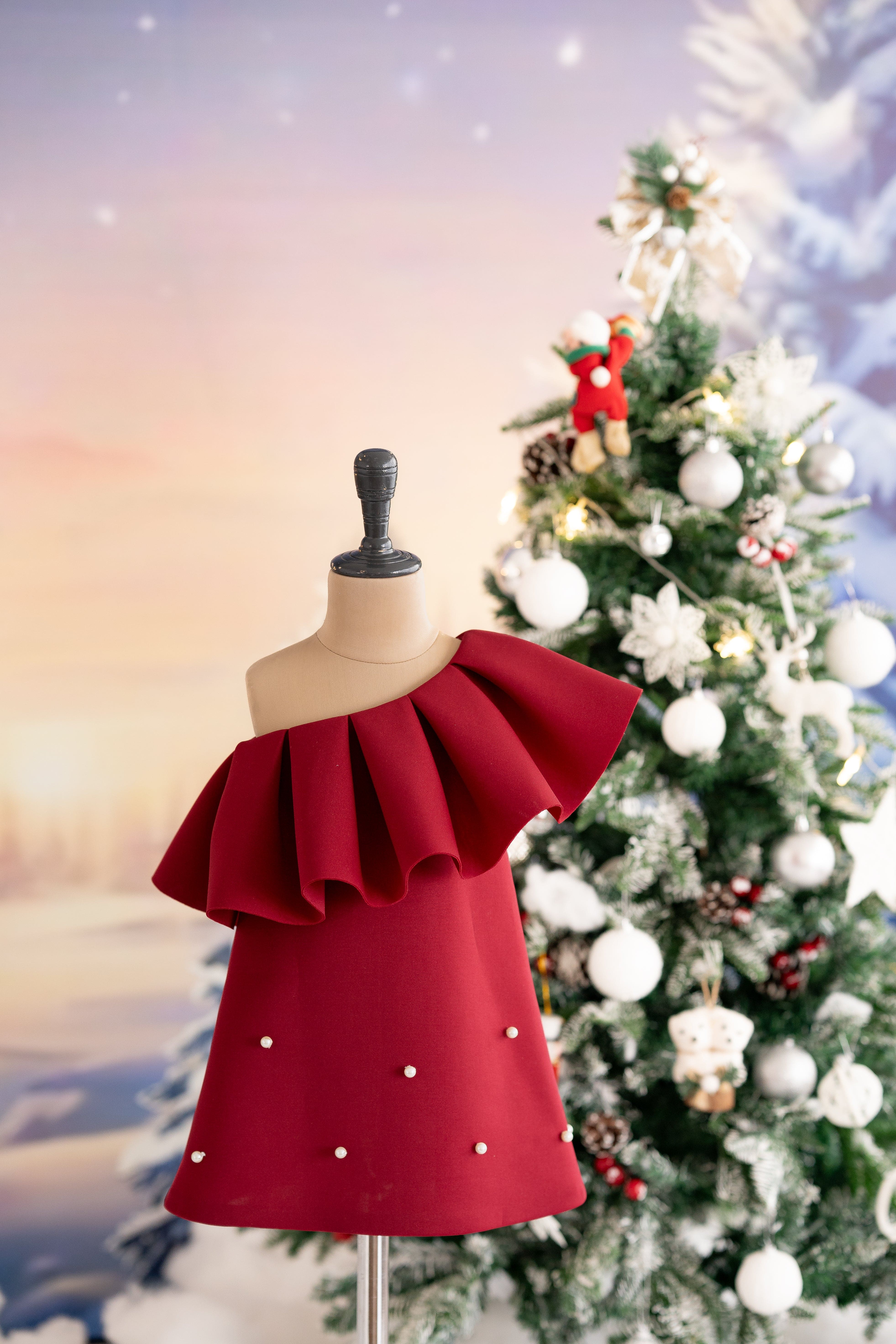 Pre Order: Elegant Maroon One Shoulder Dress for Women | Formal & Evening Wear | Perfect for Parties, Weddings & Special Occasions