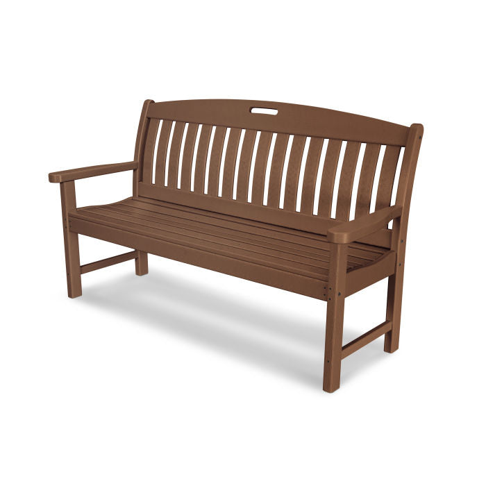 POLYWOOD Nautical 60-Inch Outdoor Bench - All-Weather Resin Wicker Patio Furniture for Poolside, Garden, Deck & Backyard Relaxation