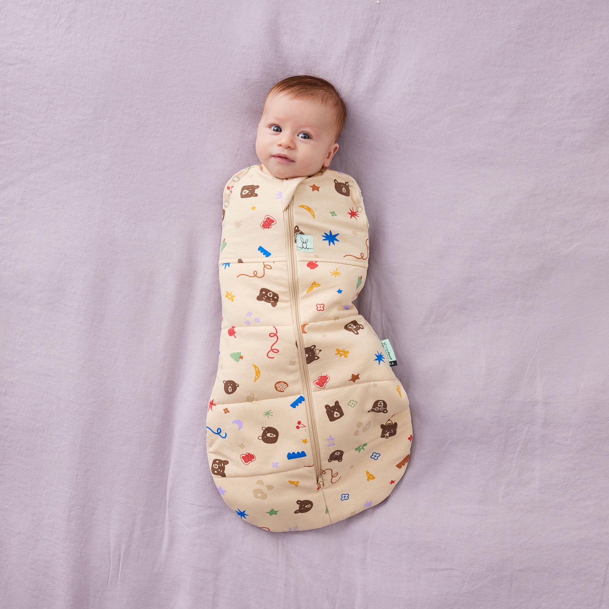 ErgoPouch Cocoon Zip Swaddle Bag 2.5 TOG - Teddy Bear Party Design - Soft Baby Sleep Sack for Newborns & Infants - Perfect for Nursery, Travel & Safe Sleep