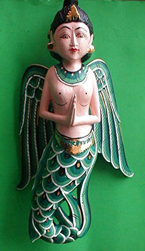 Flying Sita Mermaid Dewi Statue - Large Size, Vibrant Green, Red or Blue - Perfect for Home Decor, Garden Ornament, and Gift Giving
