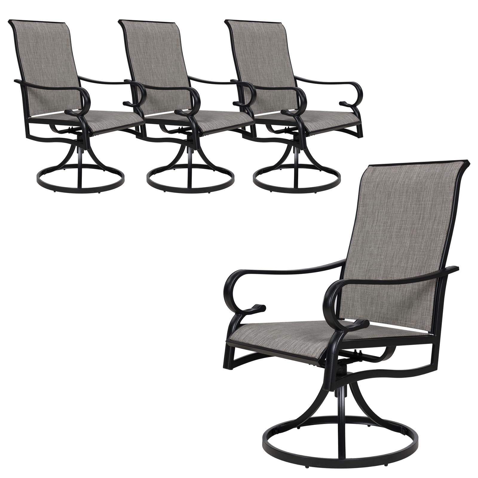 MEOOEM 4-Piece Patio Dining Chairs Set - Outdoor Swivel Bistro Chairs with High Back & Textilene Fabric - Weather-Resistant Garden Furniture for Backyard, Poolside & Restaurant Use