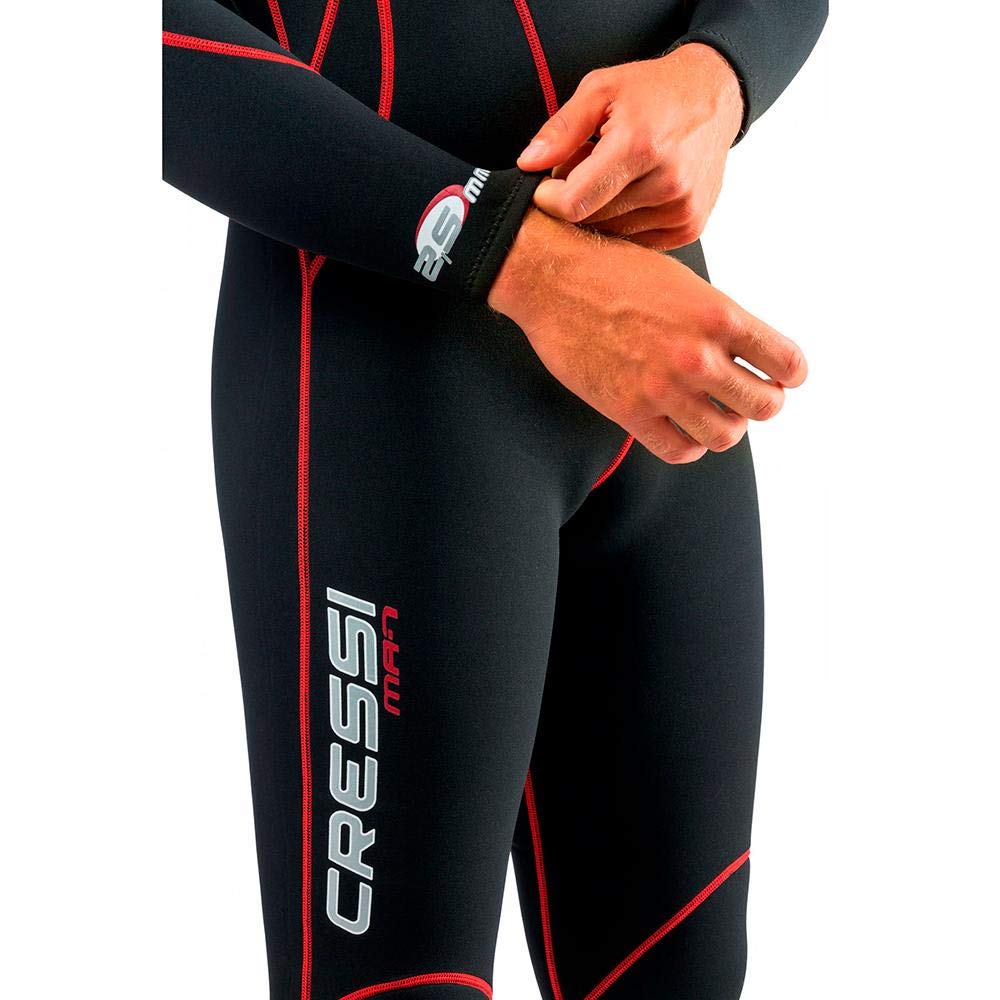 Cressi Maya 2.5mm Neoprene Wetsuit for Scuba Diving & Snorkeling - Black/Red, Size L - Warm Water Protection for Men & Women