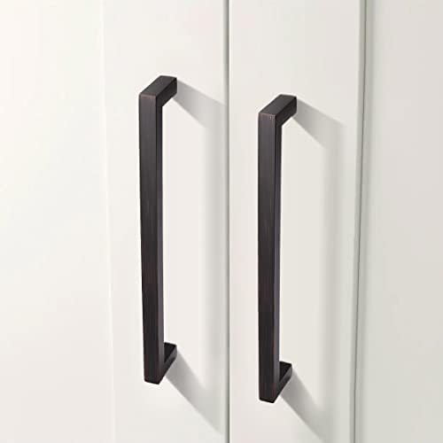 GOBEKOR 25 Pack Oil Rubbed Bronze Square Cabinet Pulls - 6-1/4 Inch Hole Centers, Modern Solid Drawer Handles for Kitchen Cabinets, Dressers & Bathroom Vanities - Durable Hardware for Home Renovation & Furniture Upgrade