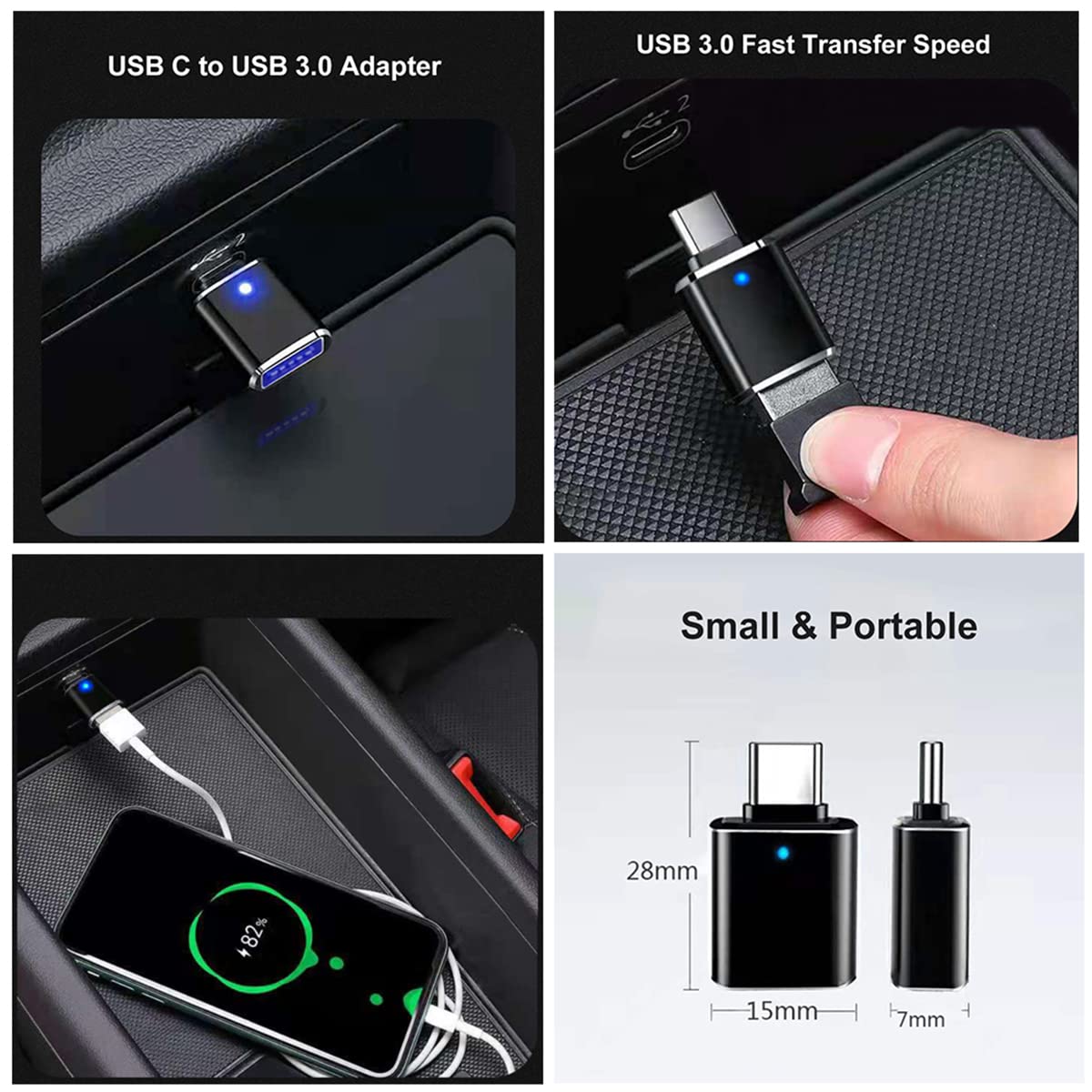 BORLTER USB C to USB 3.0 Adapter (2 Pack) - OTG Type-C to USB-A Male to Female Converter for MacBook, Samsung Galaxy, iPad Pro, Laptops - Fast Data Transfer & Charging - Perfect for Office, Travel & Home Use - Black