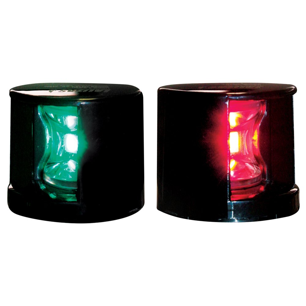 FOS LED 112.5 Degree Port & Starboard Navigation Light Deck Mount with Black Housing - 12 Inch Marine Boat Light for Sailboats, Yachts & Fishing Boats
