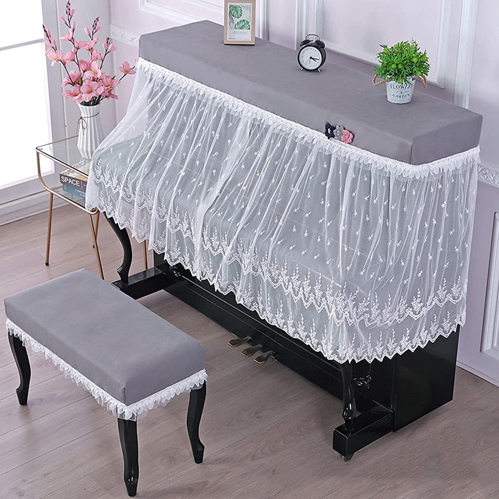 Elegant Lace Dustproof Piano Cover for Standard Upright & Electronic Pianos with Matching Chair Cover - Perfect for Home, Studio & Stage Protection