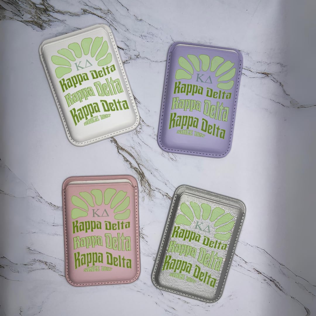 Official Kappa Delta Sorority Magnetic Card Holder for iPhone 15/14/13/12 - Slim RFID Blocking Wallet Holds 3 Cards (White) - Perfect for Sorority Sisters, Campus Life & Everyday Use