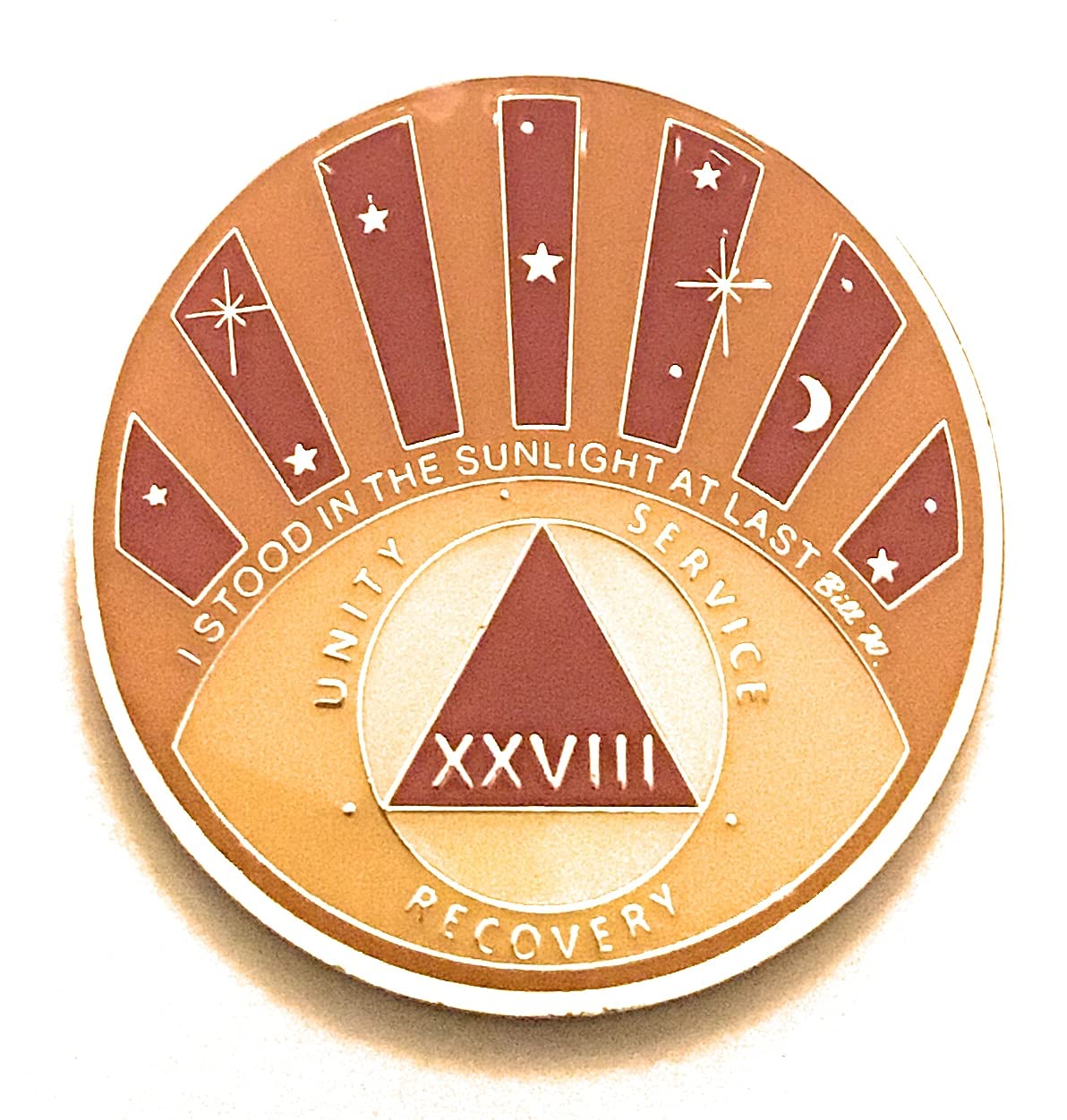 28 Year AA Medallion - Orange & Yellow Chip Token Coin for Collectors & Recovery Milestones | Perfect for Celebrating Sobriety & 12-Step Programs