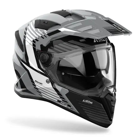 Airoh Bandit Spicy Gloss Grey Motorcycle Helmet - Lightweight DOT Approved Full Face Helmet for Street Biking & Racing