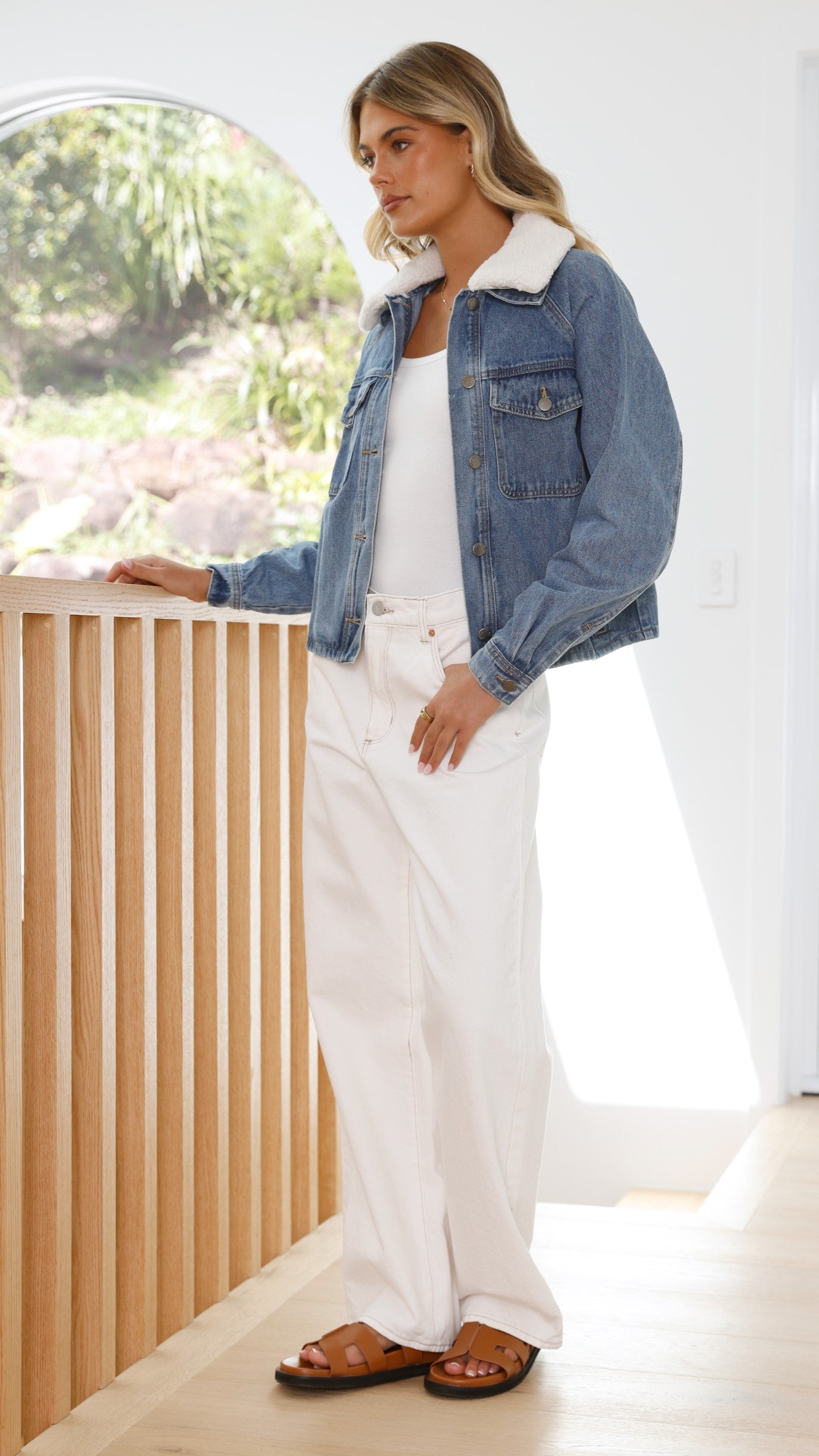 Laelia Teddy Jacket for Women - Mid Blue Denim Coat | Cozy Winter Outerwear, Casual Streetwear Style | Perfect for Fall, Winter & Everyday Fashion