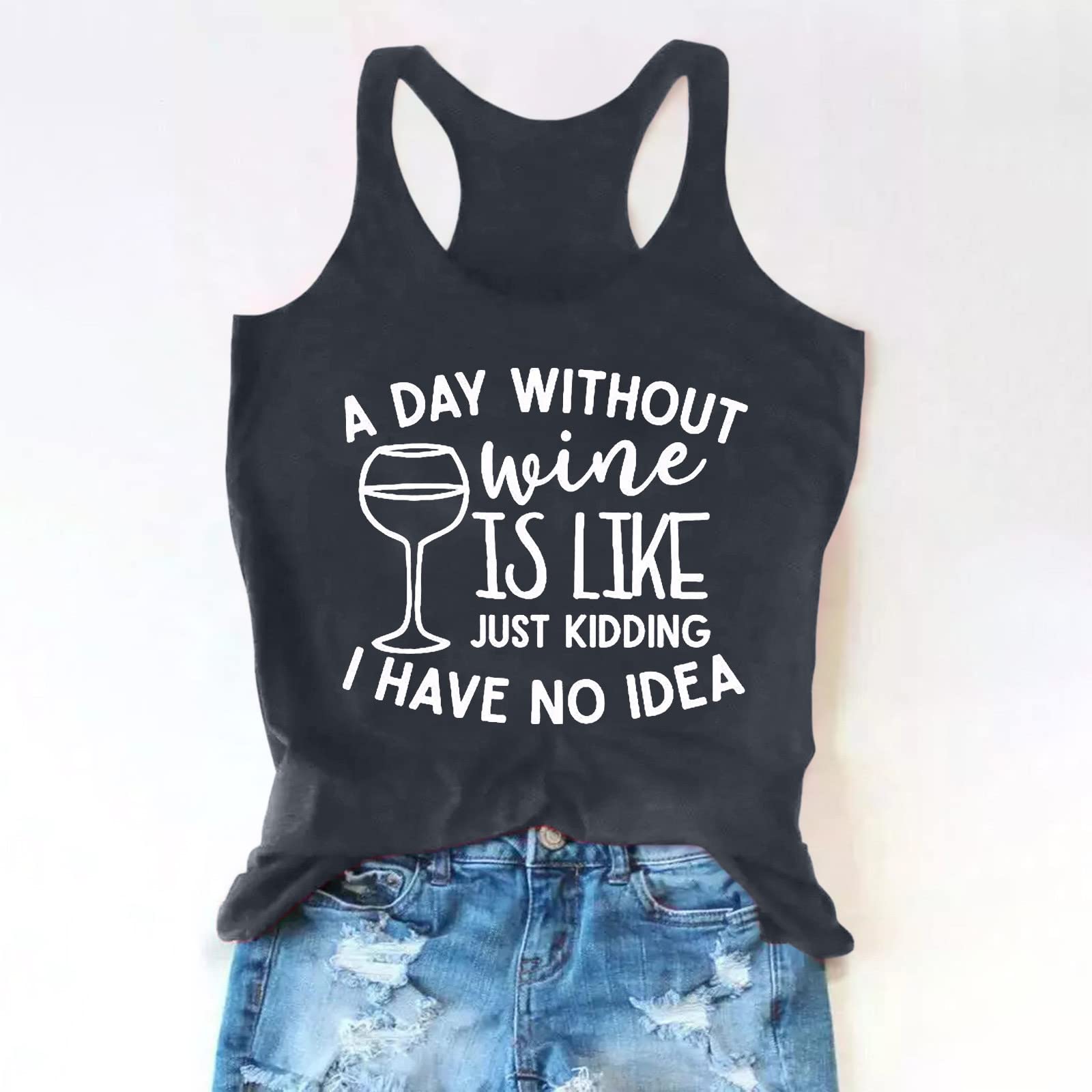 RKSTN Women's Sleeveless Tank Tops - Wine Lover Summer T-Shirts & Casual Pullover Blouses | Perfect for Beach Outings, Wine Tasting Events & Summer Vacations