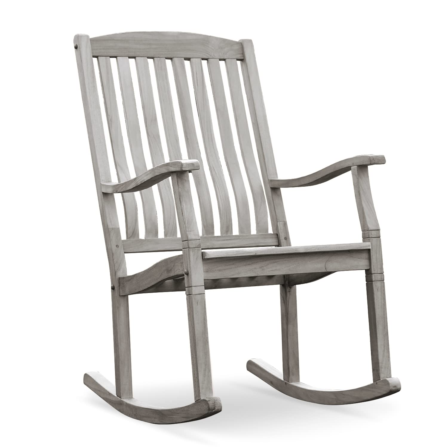 Cambridge Casual Arie Plantation Teak Wooden Rocking Chair - Weather-Resistant Gray Outdoor Rocker for Patio, Deck, Porch & Garden - Comfortable & Stylish Teak Wood Rocking Chair for Relaxing, Reading & Enjoying Sunset Views