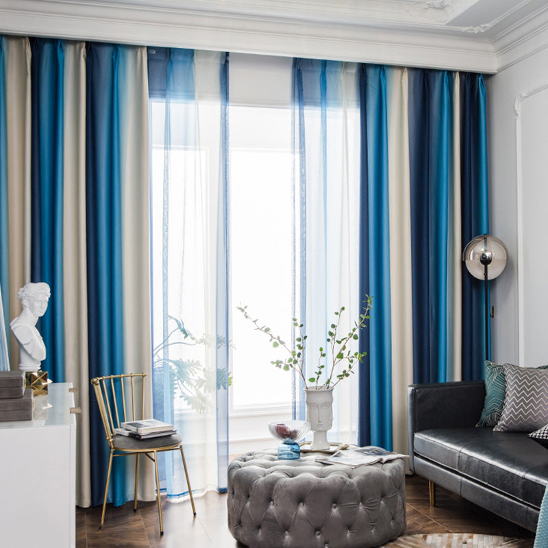 Scarlet Mediterranean Ombre Blackout Thermal Insulated Custom Curtains for Bedroom & Living Room - Energy Saving, Light Blocking, Noise Reducing Window Treatments