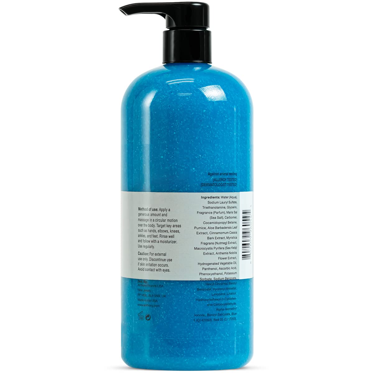 Anthony Exfoliating Body Scrub with Sea Salt, Vitamin C & Aloe Vera - Deep Cleansing, Skin Smoothing & Hydrating Body Wash for Dry, Rough Skin - 32 Fl Oz - Perfect for Post-Workout, Spa Day & At-Home Self Care Routine