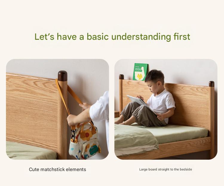 Solid Oak Wood Kids Bed - Sturdy & Safe Children's Bedroom Furniture for Toddlers & Teens - Perfect for Bedrooms, Daycare, and Guest Rooms