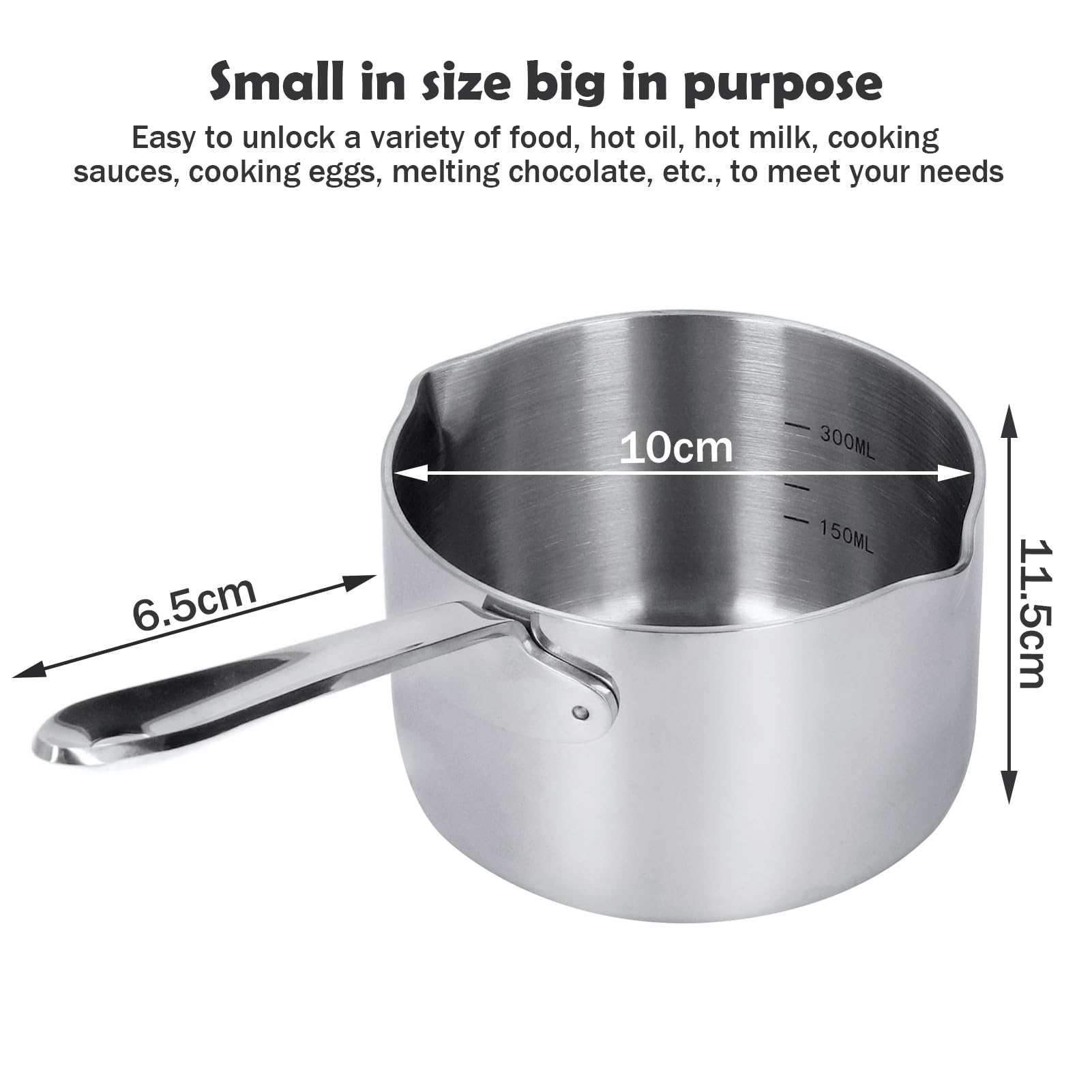 Stainless Steel Mini Butter Melting Pot - Dual Spout Warmer for Coffee, Milk, Chocolate & Cheese - Perfect for Home Barista, Hot Chocolate Making & Candy Crafting