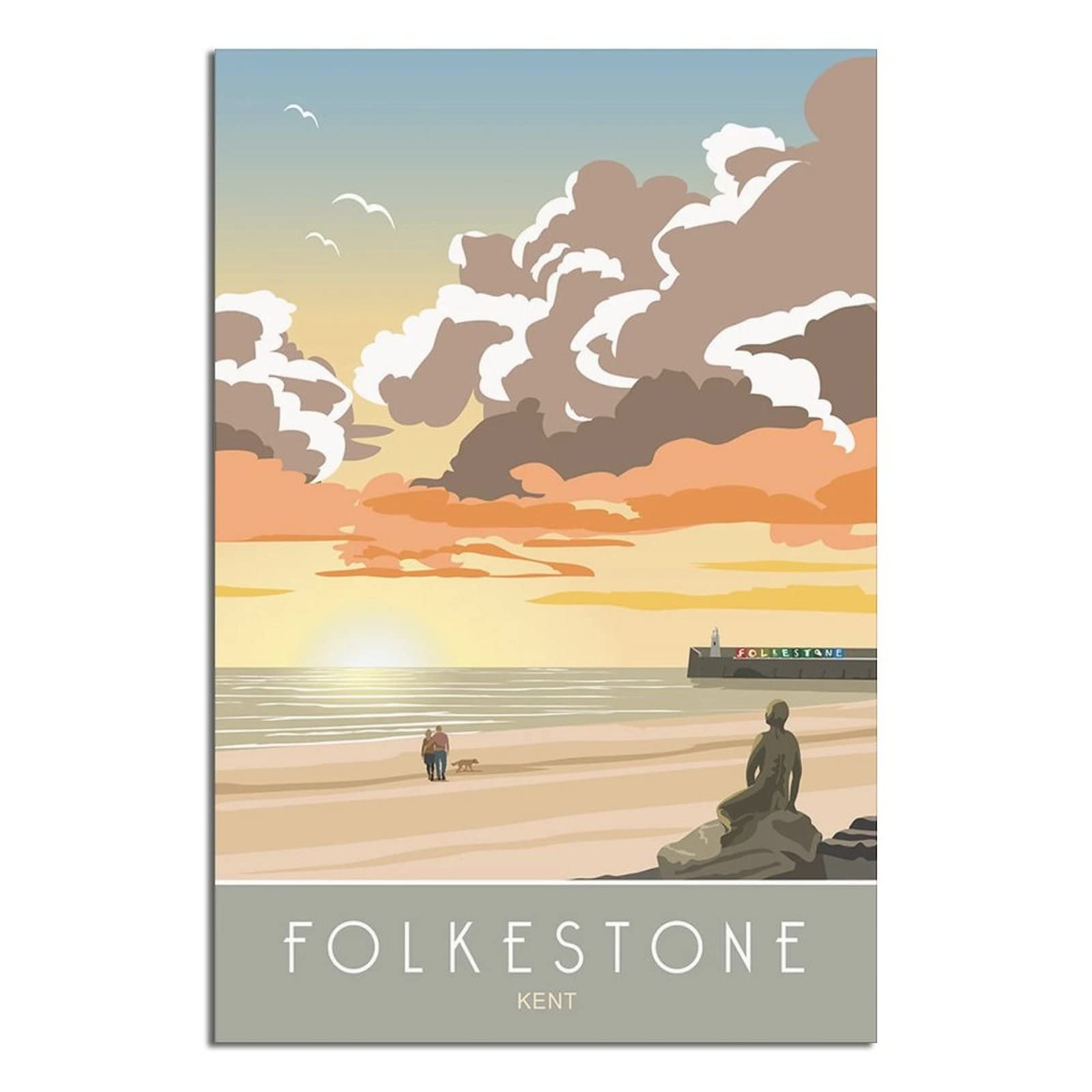 Vintage Folkestone Sunrise Travel Poster - Canvas Wall Art for Home Decor, Bedroom, Living Room & Office | Perfect Gift for Travel Lovers & Home Styling