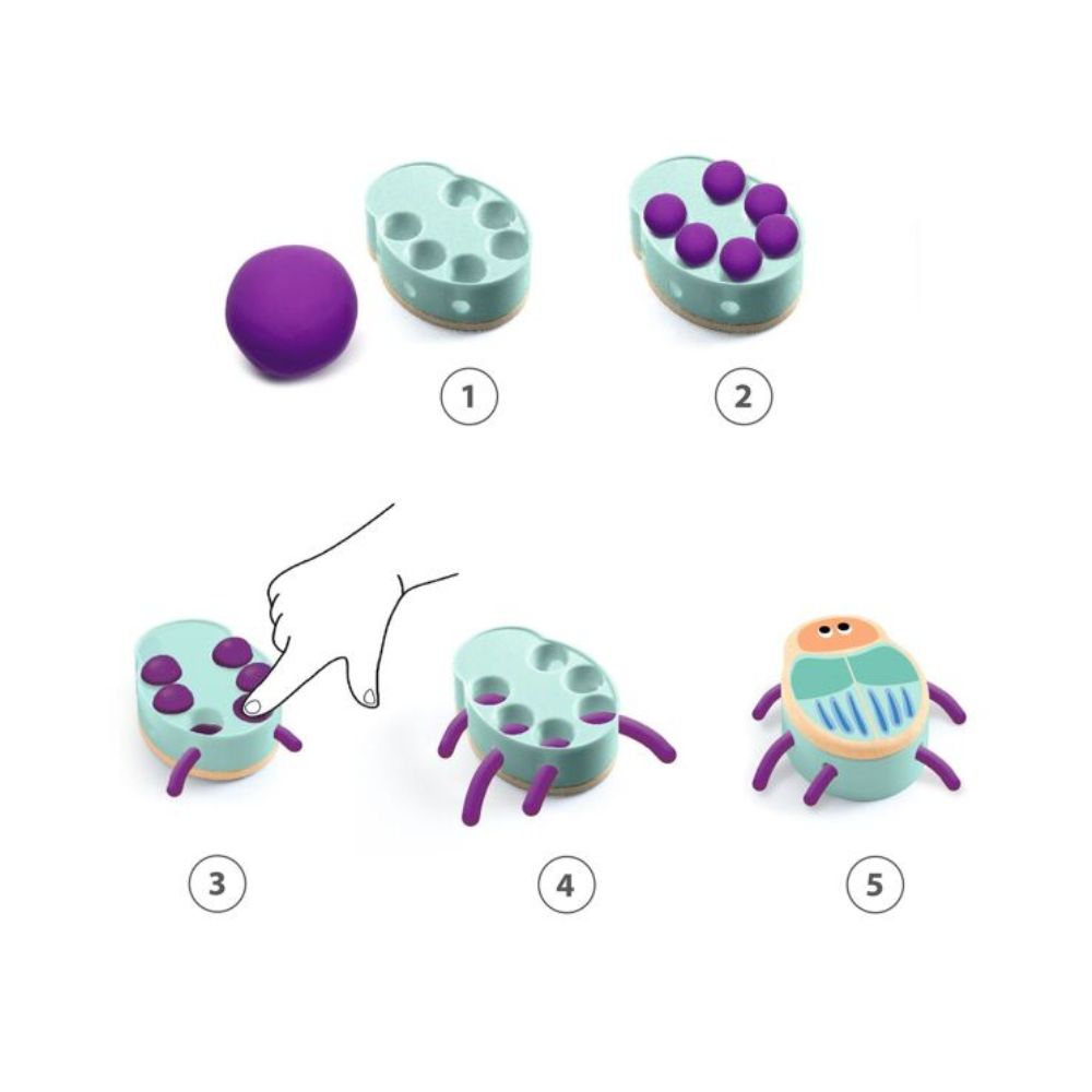 Djeco Myplastibugs Play Dough Kit - Non-Toxic Modeling Clay for Toddlers 18 Months+ - Creative Bug-Themed Sensory Play for Early Childhood Development