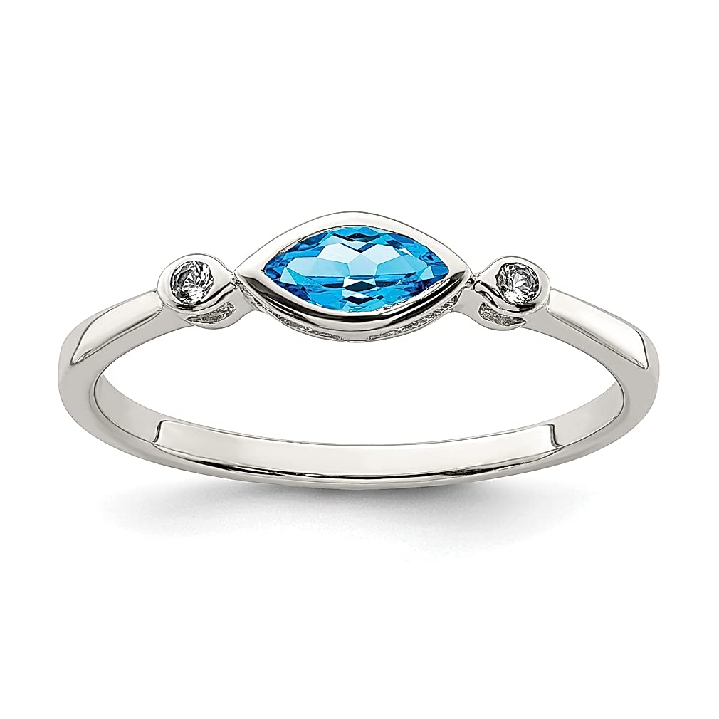 925 Sterling Silver Blue Topaz White Ring - Elegant Gemstone Jewelry for Women | Perfect Gift for Her | Ideal for Weddings, Anniversaries & Special Occasions