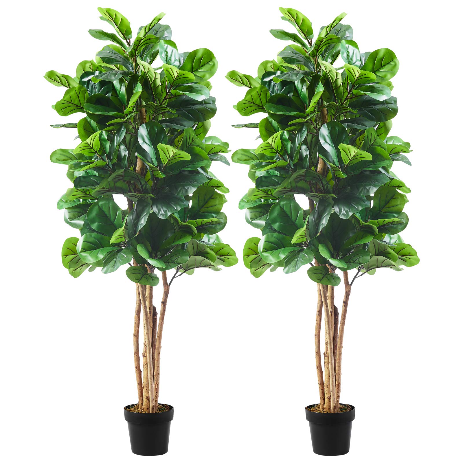 Premium 6ft Artificial Fiddle Leaf Fig Tree - Realistic Ficus Lyrata Fake Plant with 178 Leaves in Black Pot - Indoor Decor for Living Room, Office & Home Staging - Perfect Housewarming Gift & Space Filler