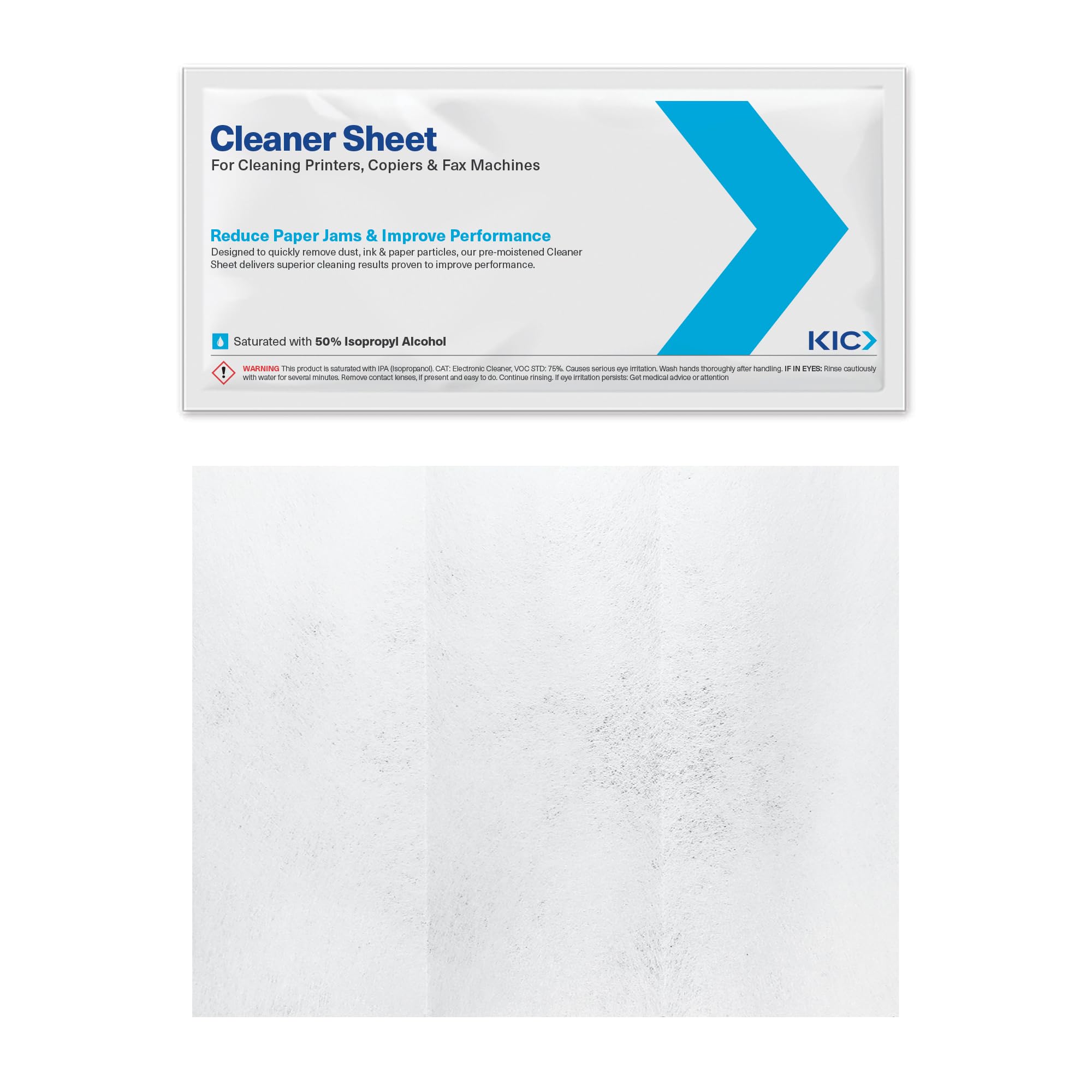 KICTeam - Quick-Drying Presaturated Cleaning Sheets for Inkjet Printers & Copiers (5 Pack, 8.5