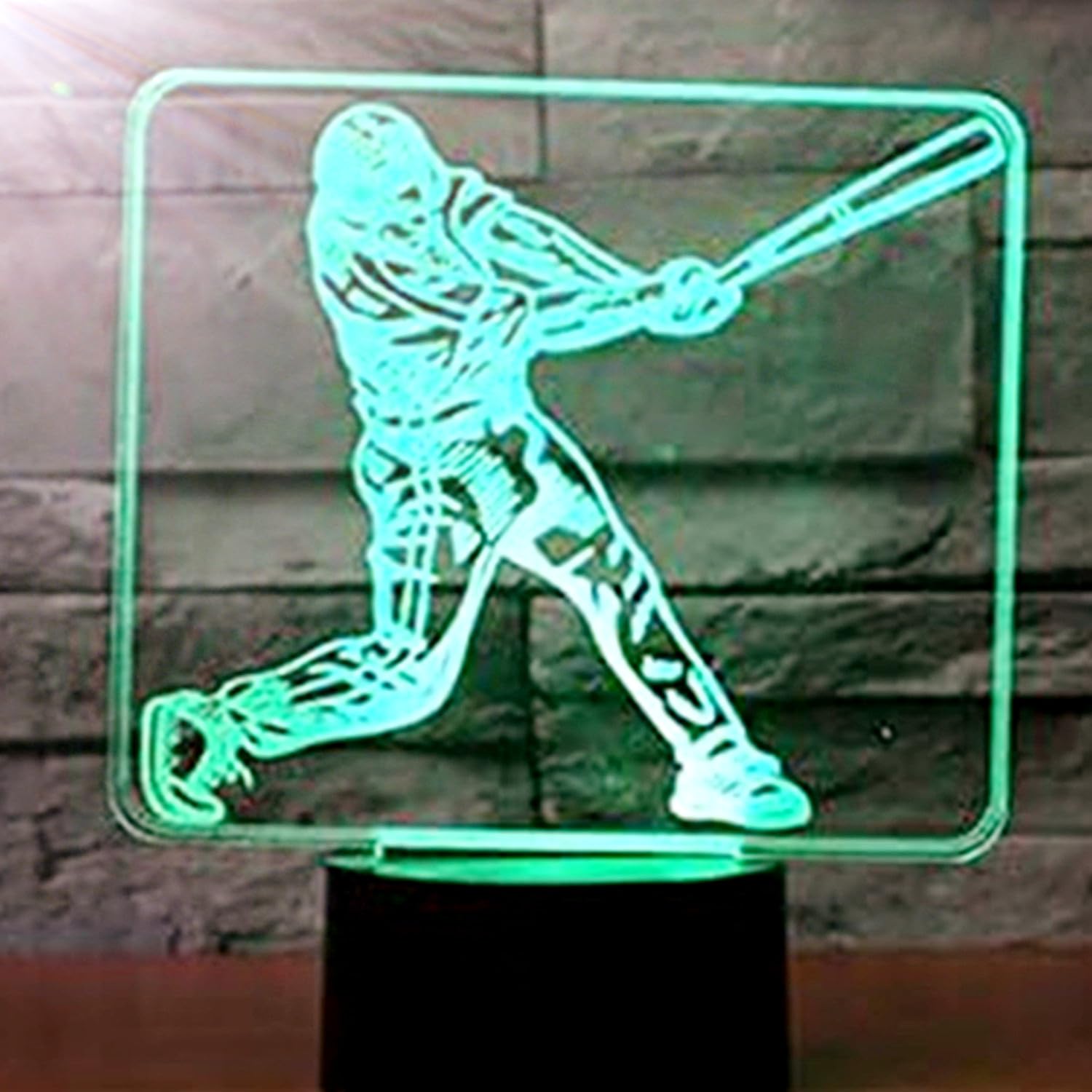 3D Baseball Player Night Light - Touch Switch LED Table Lamp with 7 Color Changing Modes, Optical Illusion Desk Decor for Kids Room, Bedroom, Office - Perfect Gift for Christmas, Birthday & Home Decor (Baseball Theme)