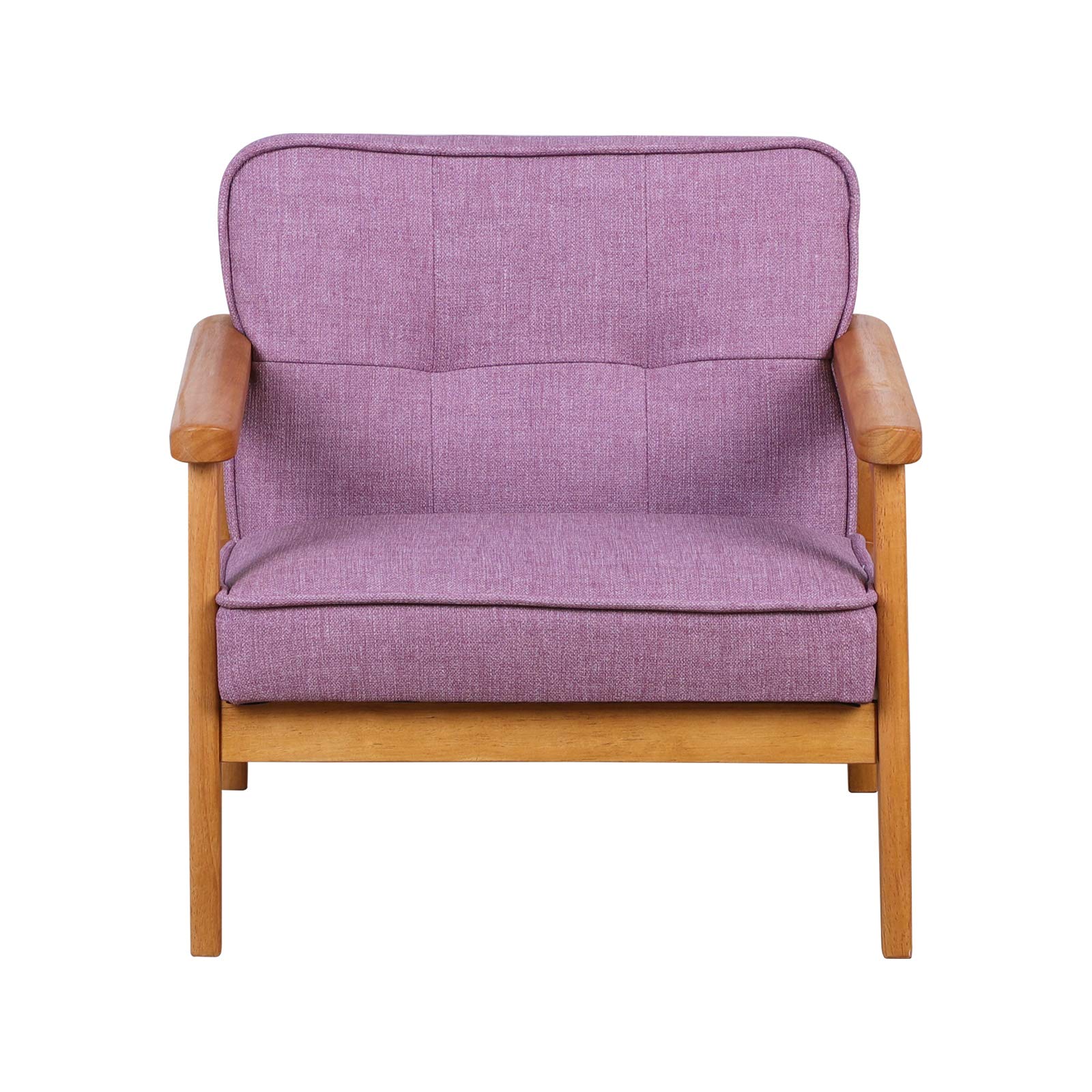 BabyLand Toddler Chair - Solid Wood Kids Sofa with Soft Linen Fabric, Light Purple - Perfect for Playroom, Nursery, or Birthday Gift for Boys & Girls