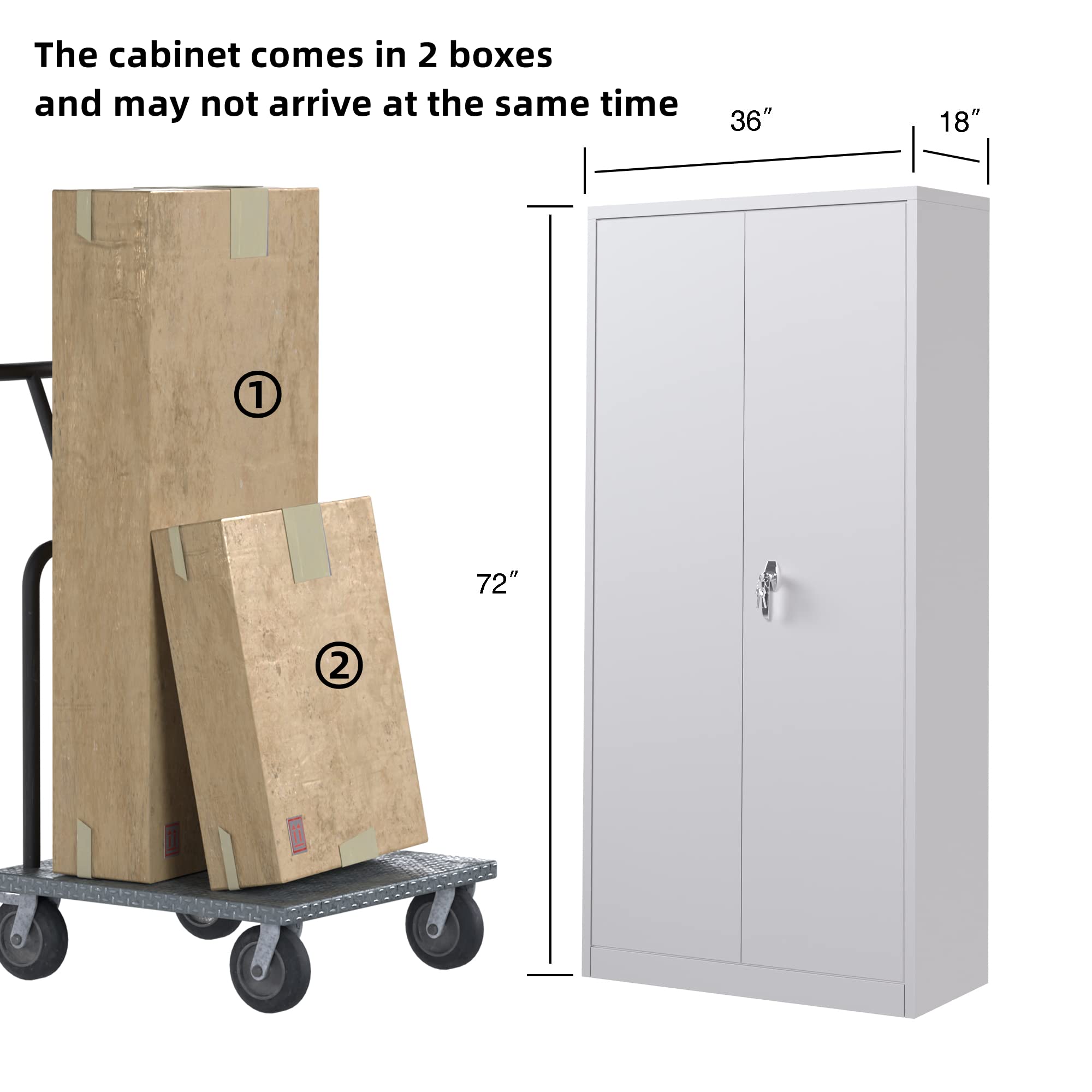Aobabo 72'' Tall Metal Storage Cabinet with Lock - Steel Storage Cabinet with Door & Shelves for Office, Home, Garage - Secure Storage for Tools, Files & Supplies (Assembly Required)