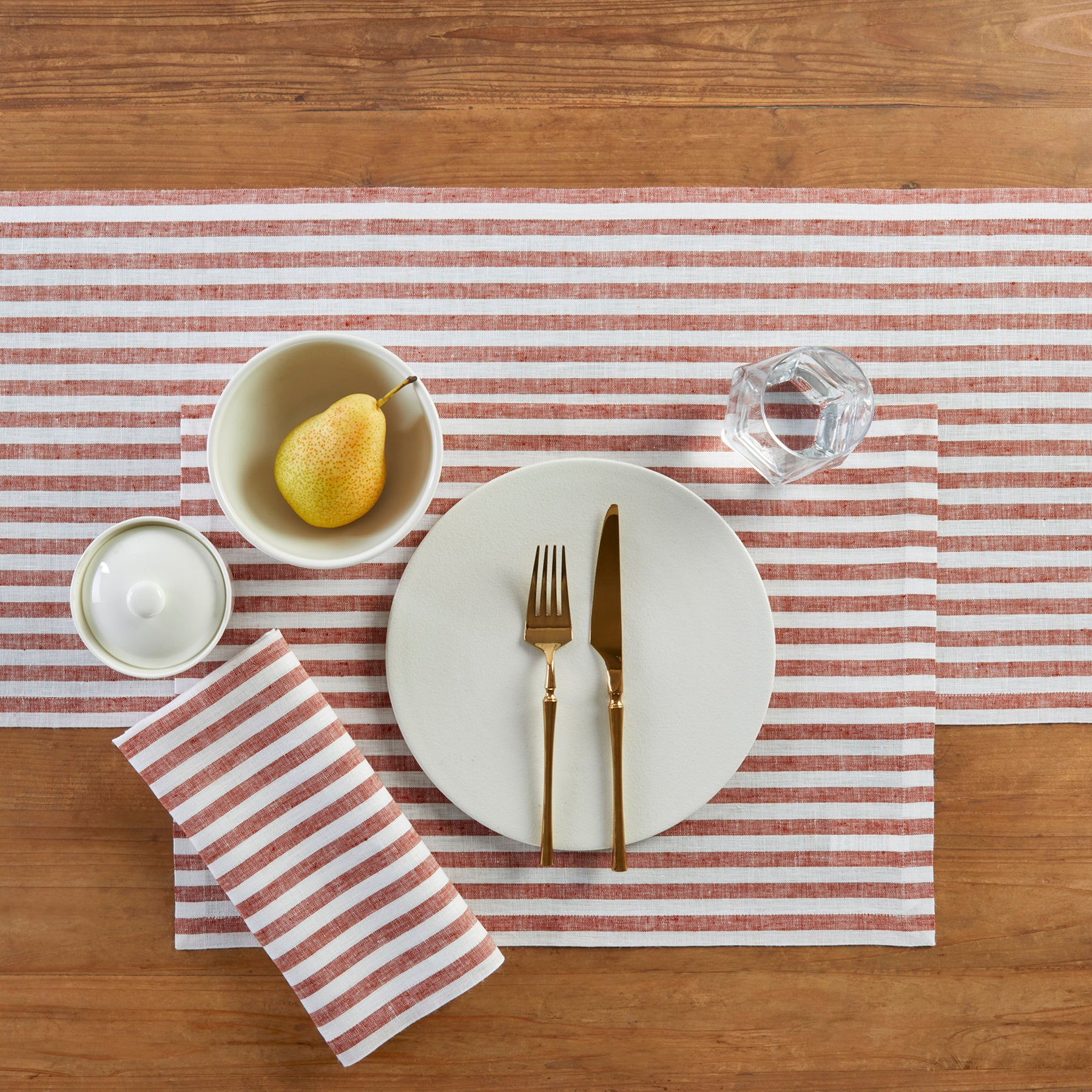 Amalfi Stripe Cotton Placemats Set of 6 - Waterproof & Washable Table Mats for Dining, Kitchen, and Party Decor - Elegant Italian-Inspired Table Setting Accessories