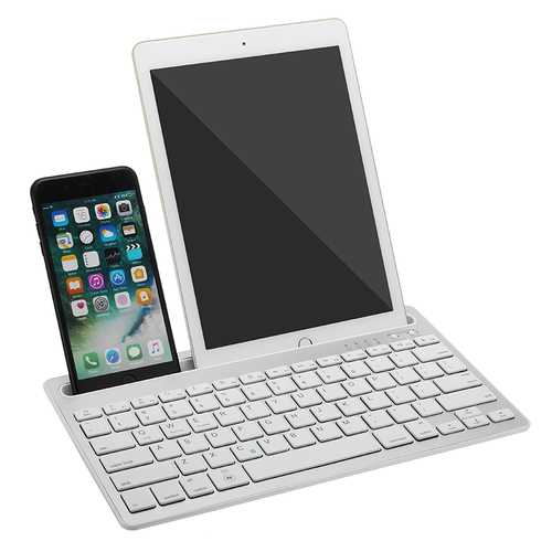 Dual Channel Bluetooth Wireless Keyboard - Ultra Thin Portable Keyboard for Phones, Tablets, iPad - Perfect for Home, Office & Travel Use