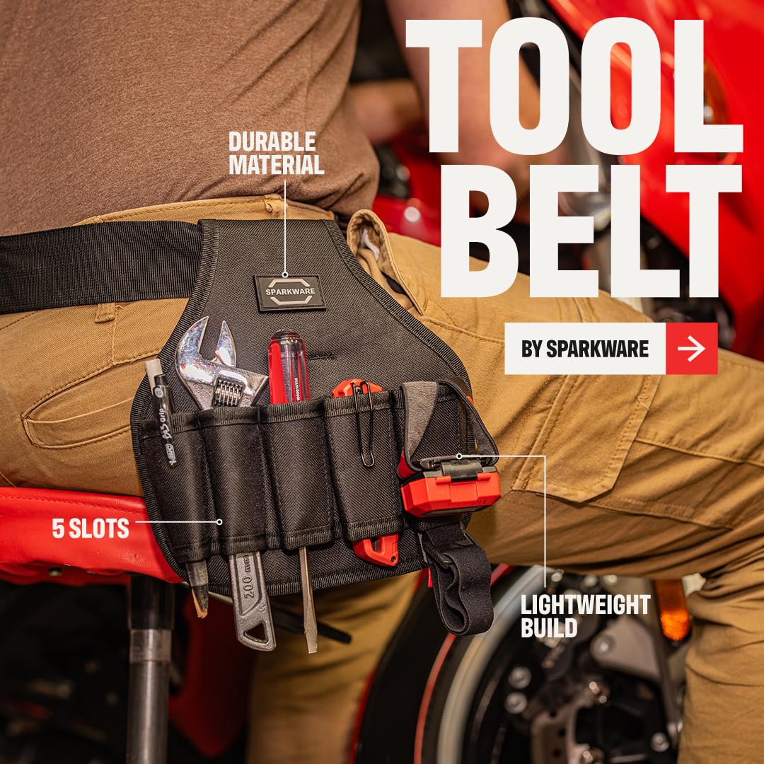 Heavy Duty Tool Belt for Men - Black Canvas Utility Belt with Pouch for Electricians, Carpenters & Construction Workers | Durable Tool Organizer for Hammer, Screwdrivers & Power Tools | Perfect for Job Sites & DIY Home Projects